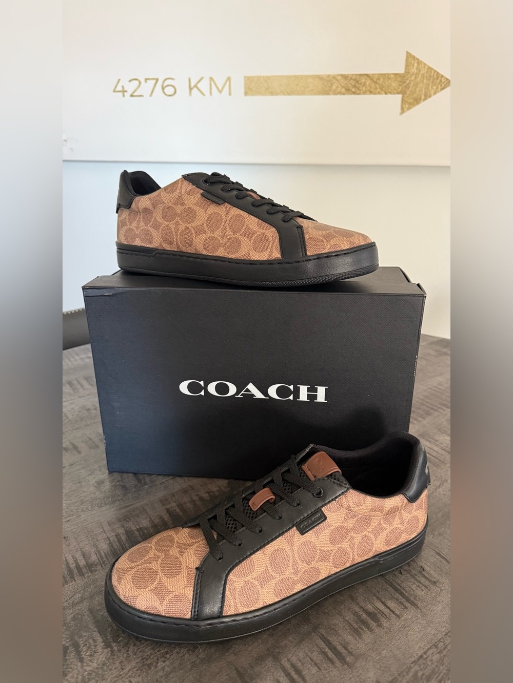 COACH Men's Brown and Black Signature Low-Top Sneakers